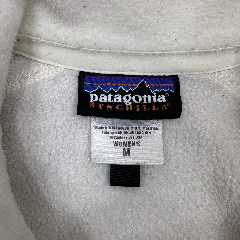 Patagonia Synchilla Fleece Vest Womens Medium Off White Zip Pockets 25165 F0